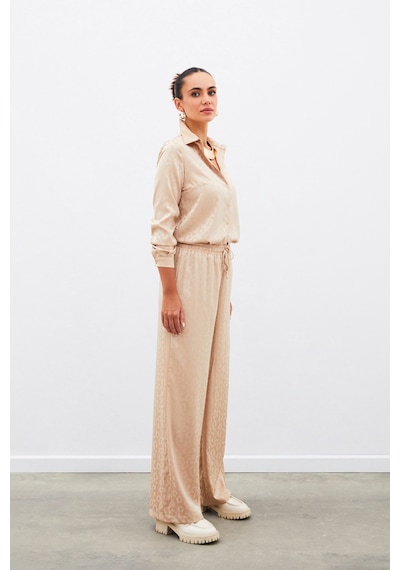 Sateen Bel Lastikli Desenli Pantolon - Camel-135100 Camel