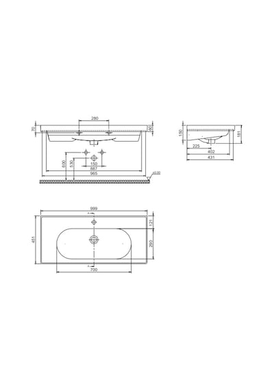 Turkuaz Seramik Cerastyle Arya 100 x 45 CM Etajerli Lavabo