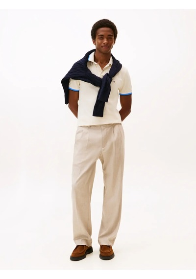 Tommy Hilfiger Cuff Interest Slım Krem Erkek Polo Yaka T-shirt