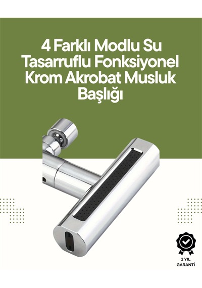 Krom Musluk Başlığı 4'ü 1 Arada Su Çıkışı Kolay Montajlı - Lisinya Diğer