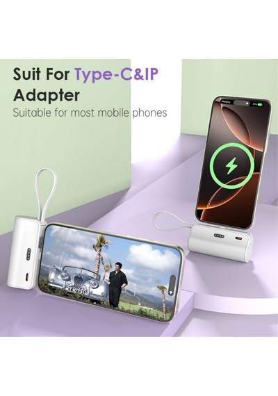 4500 Mah Mini Powerbank Type-c Girişli Taşınabilir Hızlı Şarj Taşınabilir Şarj Cihazı-1561 Siyah