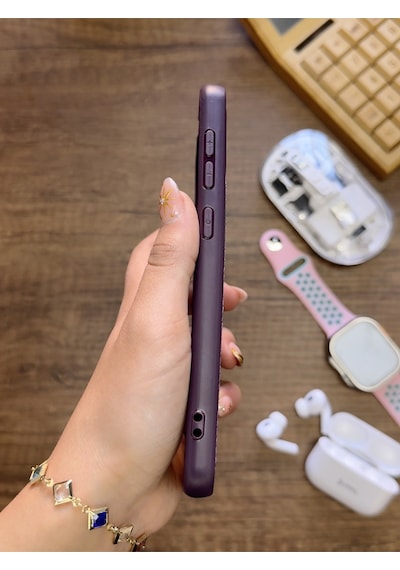 Samsung Galaxy A20 / A30 Uyumlu Premium Deri Dokulu Darbelere Karşı Dayanıklı Nazal Silikon Kılıf Mor