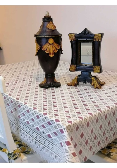 İthal Pvc Muşamba - Desenli Silinebilir Masa Örtüsü 11lace001 Renkli