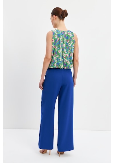 Stella Pulvis Mavi Yüksek Bel Wide Leg Krep Pantolon Mavi