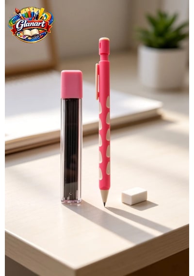 2.0 Mm Uç Ve Silgi Hediyeli 2.0 Mm Uçlu Kalem Seti 1 Adet Pembe