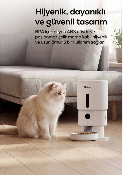 Akıllı Mama Kabı Kameralı 1080p, 5l, Mobil Kontrol, Çelik Kase, Çift Yönlü Ses H503