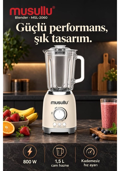 Musullu MSL-2060 800 W Cam Sürahi Retro Blender