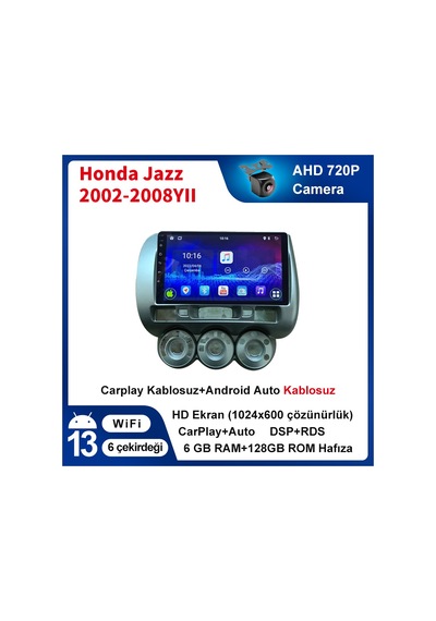 Honda Jazz 2002-2008yıl Carplay 9inç 6/128gb Multimedya