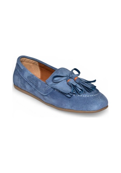 Fox Shoes Y996271002 Mavi Süet Püskül Detaylı Kadın Babet Mavi