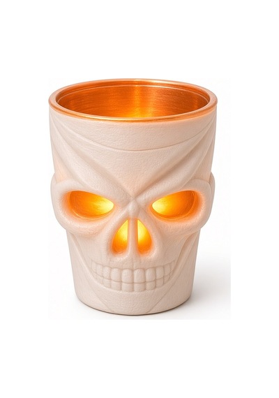 Halloween Cadılar Bayramı Led Işıklı Kuru Kafa Bardak 7 Cm Beyaz Kafatası Ev Ve Parti Dekoru Renkli