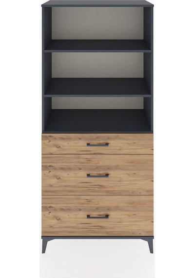 Hyperion Dolap 3 Raflı 3 Çekmeceli 88x44x195 Antrasit-çam Antrasit