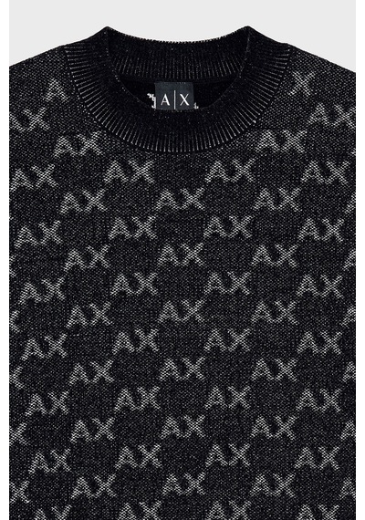 Armani Exchange Tamamı Logolu Regular Fit Bisiklet Yaka Kazak Erkek Kazak Xm002992 Af16916 Fc356 Siyah