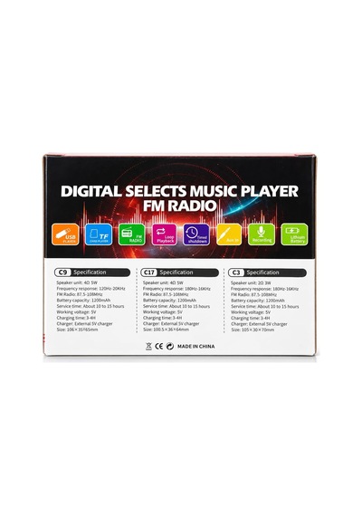 Lexroo C9 Bluetooth Şarjlı Radyo Usb & Tf Kart Okuyucu Deprem Çantasına Uygun Fm Radyo, Haki