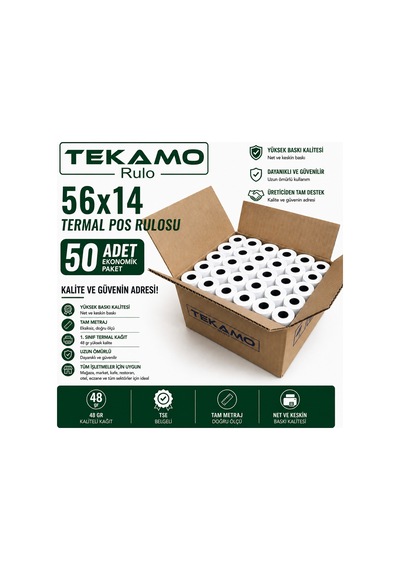 56x14 Termal Yazar Kasa Pos Rulosu 50 Adet 5 Paket
