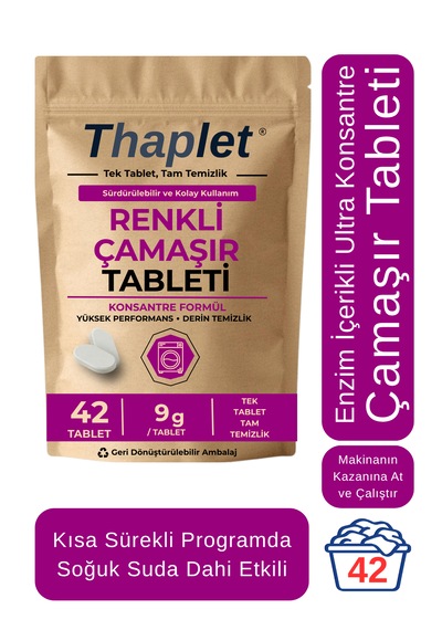 Thaplet Renkli Çamaşır Deterjanı Tableti Ultra Etkili 42 Adet Tablet