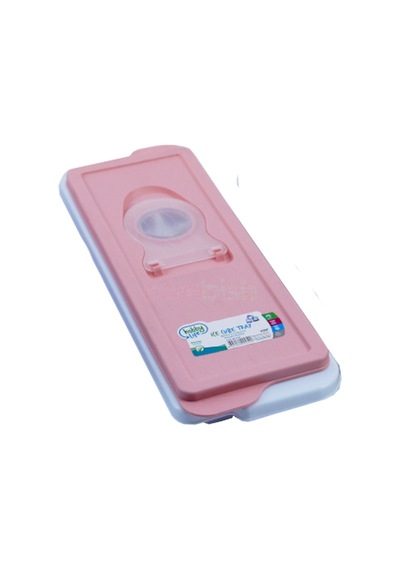 Kapaklı Buz Kalıbı Yapışmaz Sert Plastik Pembe