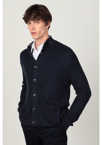 Tudors Slim Fit Dar Kesim Çizgili Yandan Cepli Hırka-25771 Lacivert Tudors Slim Fit Dar Kesim Çizgili Yandan Cepli Hırka-25771 Lacivert