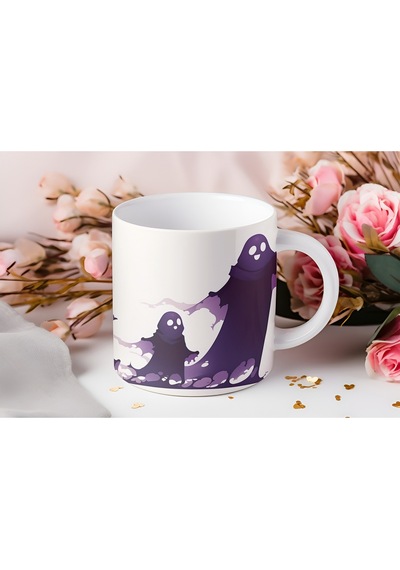 Cadılar Bayramı Spooky Ailesi Kupa Hayalet Desenli Eğlenceli Hediye Bardak Beyaz