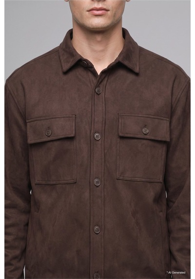 Defacto Regular Fit Polo Yaka Cepli Süet Gömlek Ceket A5110ax26wnbn192 Kahve-bn192
