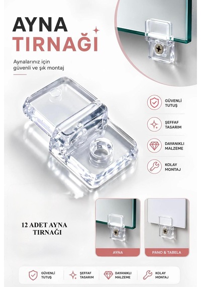 Medalyan Ayna Tırnağı Şeffaf