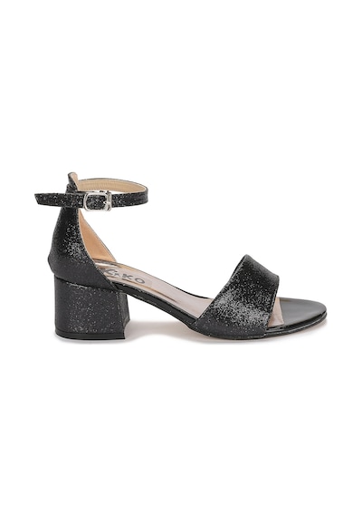 Kiko Kids 769 Kum Simli Günlük Kız Çocuk 4 Cm Topuklu Ayakkabı Siyah 001