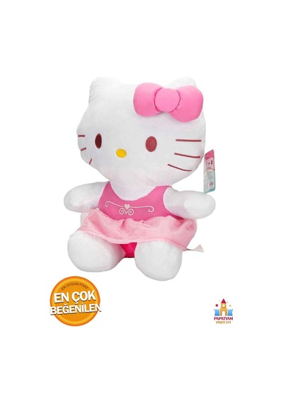 Hello Kitty Peluş Oyuncak 36 Cm - Büyük Boy, Kıyafetli Ve Kurdele Detaylı Çocuklar Için Özel Tasarım Pembe