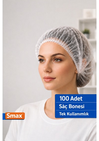 Saç Bonesi Bone Beyaz Tek Kullanımlık 100 Lü Paket Medikal Bone Tek Kullanımlık Saç Bonesi 100 Lü