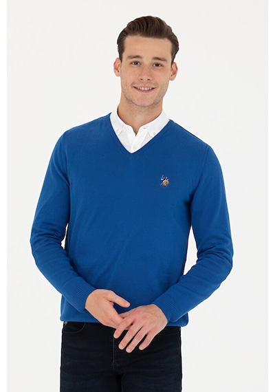 U.S. Polo Assn. Erkek Slim Fit V Yaka Saks Kazak 50269006-vr045 Çok Renkli