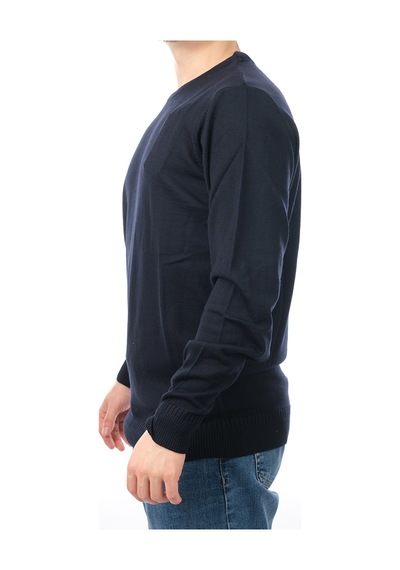 İntersivin Erkek Slim Fit Bisiklet Yaka Düz Uzun Kollu Triko Kazak S-05 Lacivert
