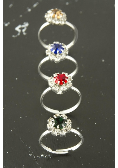 Kristal Taşlı Eklem Yüzük - Mavi N145