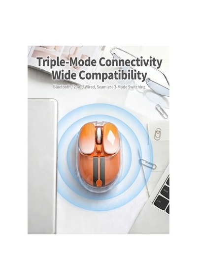 Mofıı M60 Şarjlı Kablosuz Mouse 3 Modlu Bluetooth + 2.4g + Kablolu 6400 Dpı Sessiz Rgb Mouse
