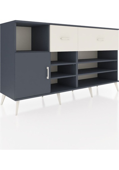 Hyperion Konsol 6 Raflı 2 Çekmeceli Tek Kapaklı 176x44x99 Antras Antrasit-antrasit/aytaşı Hyperion Konsol 6 Raflı 2 Çekmeceli Tek Kapaklı 176x44x99 Antras Antrasit-antrasit/aytaşı