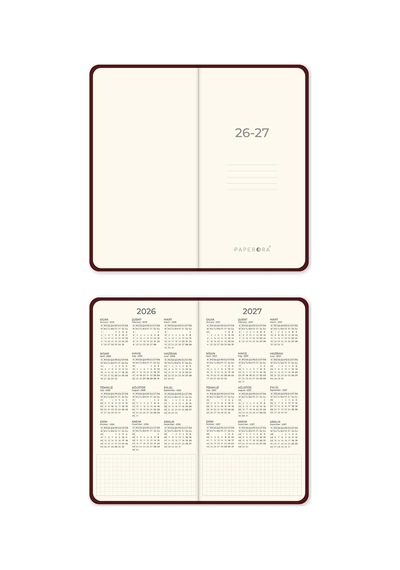Charm Takılabilen 2026-2027 Mid-year Akademik Cep Ajanda 9x17 Cm Bordo Çok Renkli