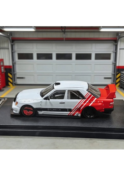 Rhino Model 1/64 Mercedes Benz 190e W124 White Red Stripe