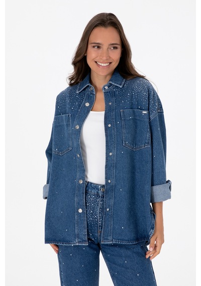 U.s. Polo Assn. Kadın Mavi Gömlek Jean 50312347-dn0022 Mıd Blue