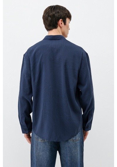 Vamos Oversize Dikiş Detaylı Gömlek Lacivert