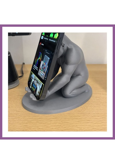 Bezos 3d Baskı Goril Telefon Tutucu - Kaslı Goril Masaüstü Telefon Standı-gri Rengaren Standart