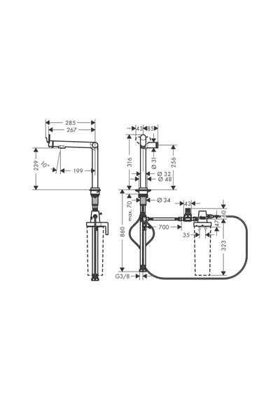 Hansgrohe Aqıttura M91 Evıye Bataryası M91 Filtre Sistemi 240, 1jet Siyah 76804670