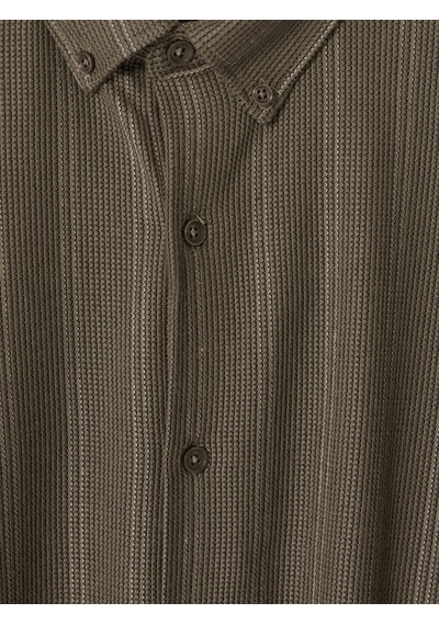 Lcw Vision Bej Slim Fit Çizgili Penye Erkek Gömlek