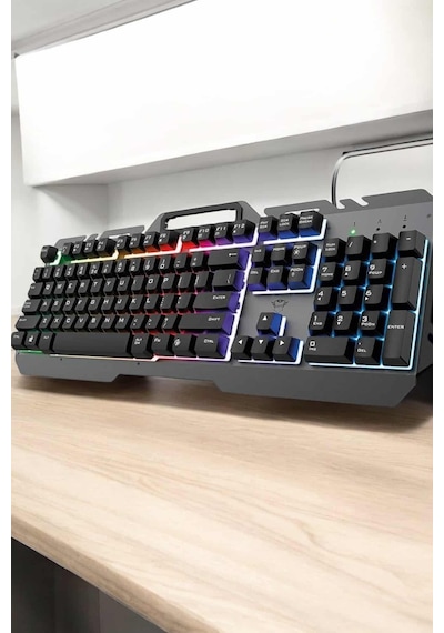 Q - 844 - Klavye Rgb Işıklı Klavye Ve Mouse Seti Kablolu - Flzdgnkr - Mouse liş