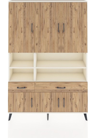 Arges Dolap 8 Raflı 2 Çekmeceli 6 Kapaklı 132x30x195 Aytaşı-çam/çam Atlas Çam/atlas Çam