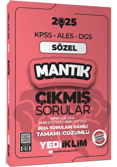 Yediiklim Yayınları 2025 Kpss Ales Dgs Sözel Mantık Çıkmış Sorular Ve Çözümleri