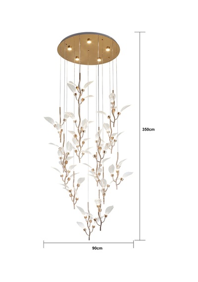 Liria 15'li Gold Yaprak Desenli Sarkıt Led Avize Diğer
