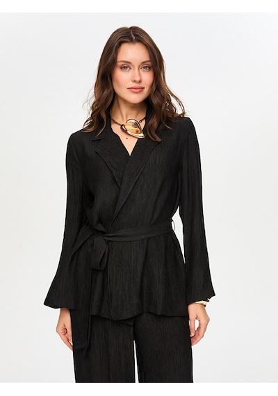 Faik Sönmez Kendinden Dokulu Kimono Ceket S26kmn003 Us26kmn00310 Siyah