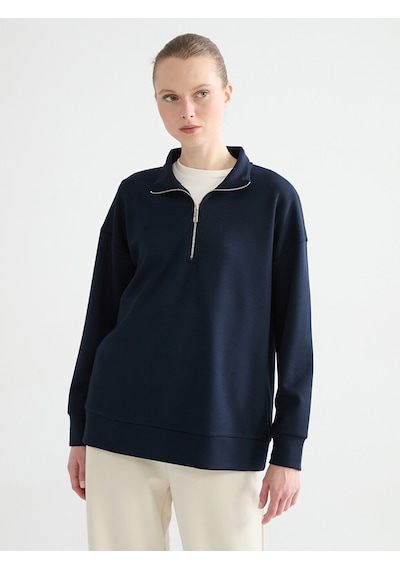 Lcw Comfort Lacivert Dik Yaka Kadın Sweatshirt