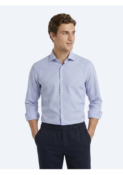 Kip Mavi Mikro Regular Fit Uzun Dokuma Casual %100 Pamuk Gömlek