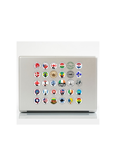 48 Adet Travel Pul Seyahat Ülkeler Sticker Seti - Etiket Seti Scrapbook Bullet Journal Çok Renkli