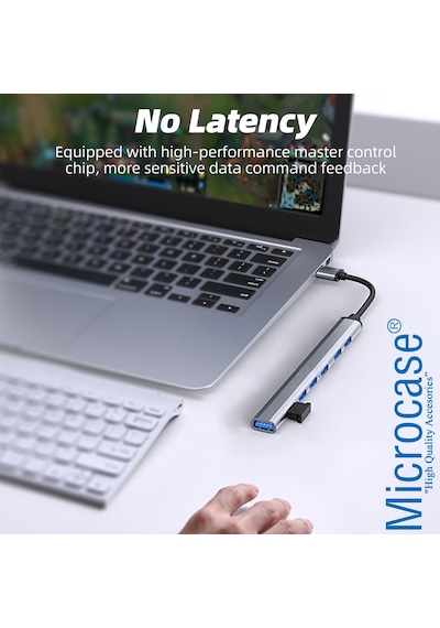 Type-C to 6xUSB 2.0 1xUSB 3.0 Port Çoğaltıcı Hub 7in1 OTG Adaptör - AL3576