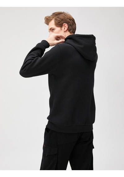 Koton Kapşonlu Sweatshirt Kuru Kafa Baskılı Uzun Kollu Siyah 3sam70133mk Siyah