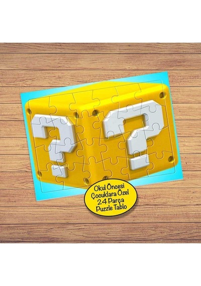 Soru Işareti Küp Tuğla 24 Parça Puzzle Yapboz Tablo-2637